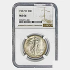 1937-D 50C Walking Liberty Half NGC MS66 Semi-KEY Frosty Cartwheels 66 Clean PQ