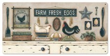 FARM FRESH EGGS CHICKENS 24" HEAVY DUTY USA MADE METAL COUNTRY HOME DECOR SIGN