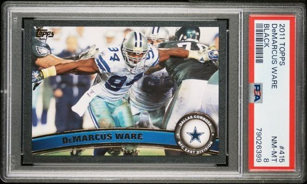 2011 Topps Football /55 Black Border #415 DeMarcus Ware SP DAL HOF (Pop 1) PSA 8