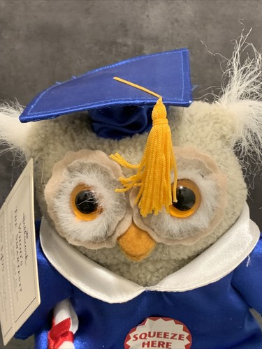 Hallmark's Graduation Gray Owl Plush Whoo's the Smartest Pop-Up Cap 2004 - Picture 2 of 10
