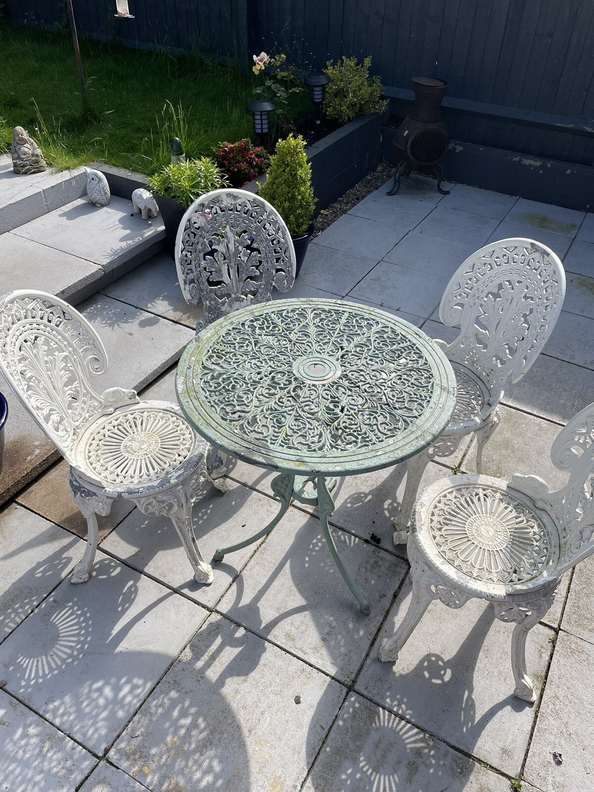 Cast Iron Garden Bistro Set 4 Chairs & Table eBay
