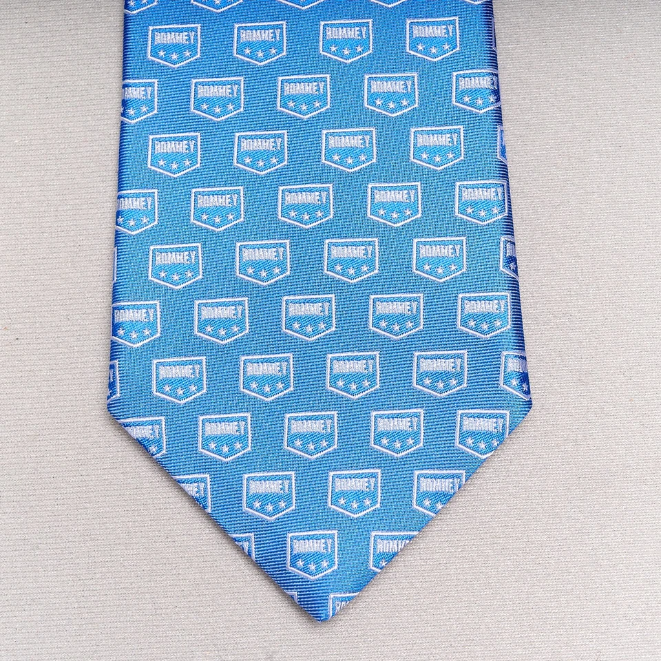 Corbata de seda verde con cuello azul Mitt Romney Victoria Campaña Política EE. UU. Foto 3 de 4