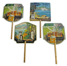 4  VINTAGE Advertising Hand Fans w/ Recipes on Back RARE Lot
