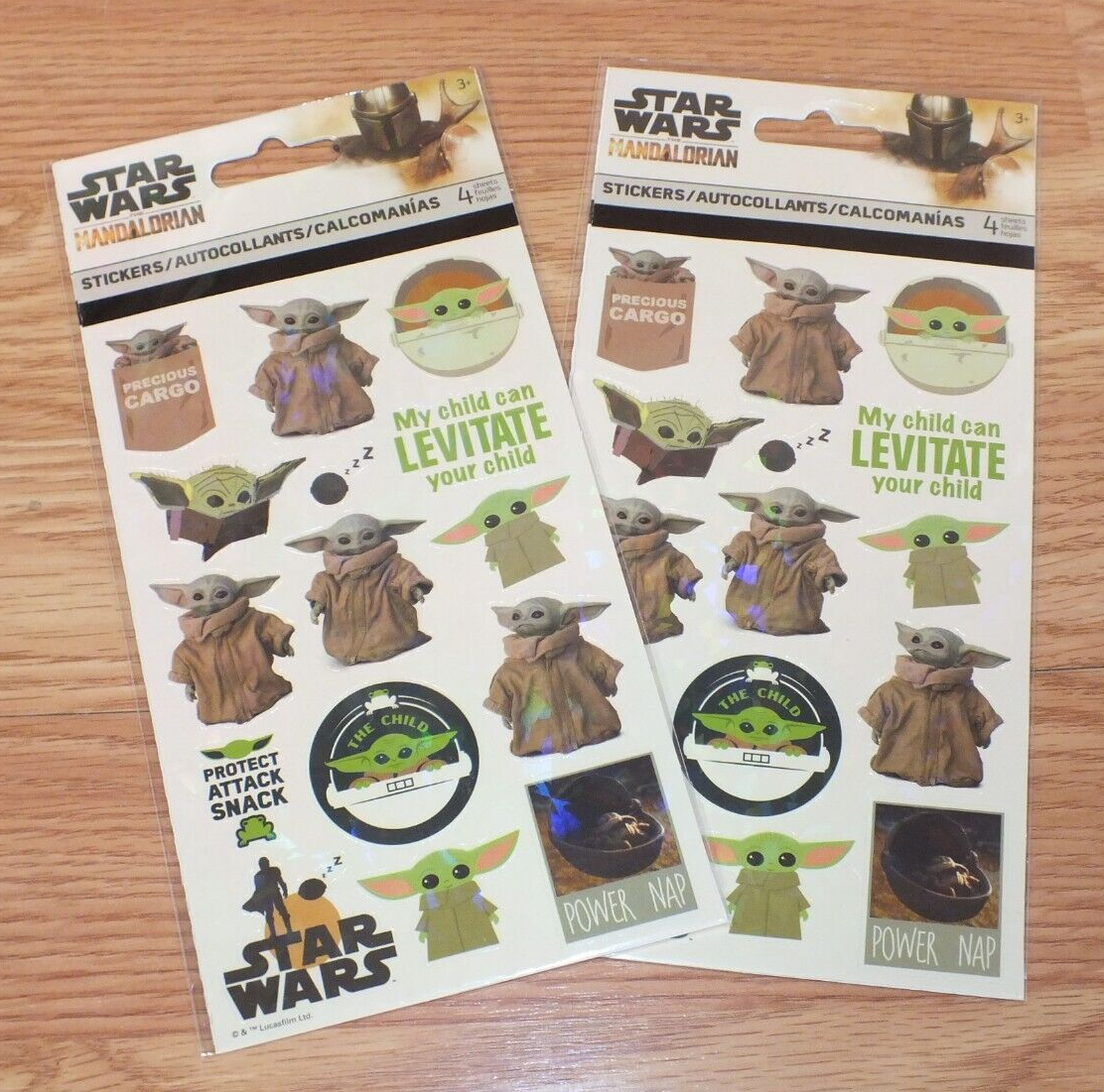 2 Packs of Star Wars Mandalorian Collectible Grogu Sticker Sheets