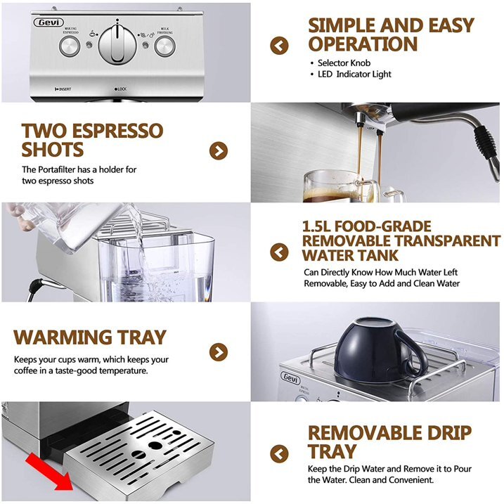 PreOwned Gevi Condition Stainless Steel 15 Bar Espresso Cappuccino