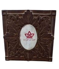 Cast Iron Miniature Picture Frame with Floral Pattern 5.75” Square