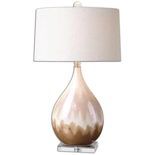 Uttermost Flavian Crystal and Glazed Ceramic Lamp in Beige/Ivory - Picture 1 of 5