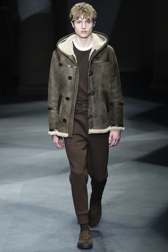 Neil Barrett, NEIL BARRETT NEW HOODED SHORTS VINTAGE SHEARLING LEATHER MONTGOMERY COAT JACKET