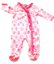 JUICY COUTURE Signature Crown Footed Sleeper Baby Girl Ruffles Bows Pink