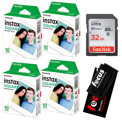Fujifilm Instax Square Film 40 Exposures with 32GB Memory Bundle