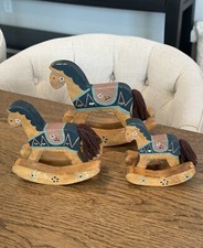 Vintage 1984 Schmid Wooden Rocking Horse Family Set Of 3 Hand Crafted/Painted