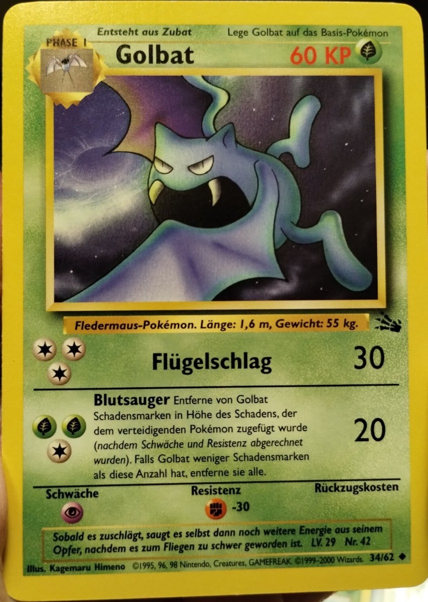 海外版・ドイツ版　ポケモンカード　Golbat ゴルバット Pokemon Card Golbat (German) Fossil 34/62 - LP Condition | eBay
