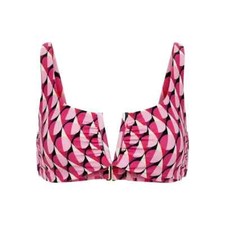 Time and Tru Women's Geo Print V-Wire Bikini Top Strawberry Cream Small 4-6