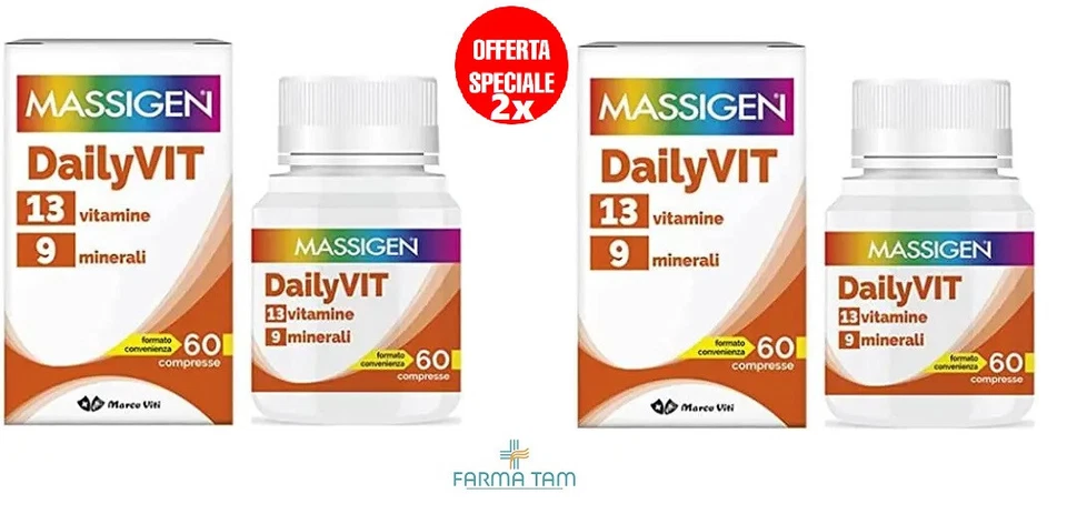 2X MASSIGEN DAILYVIT 120 compresse MULTIVITAMINICO 13vitamine + 9minerali - Viti