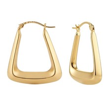 Real 10k Yellow Gold Hoop Earrings Semi Recta...