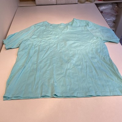 NorthStyle Women s Supima Cotton Knit Split Neck Top Blue 2X