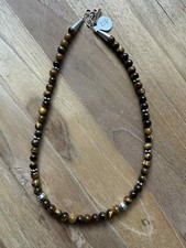 Tommy Rosita Singer T R Sterling Silver Tigers Eye Choker Bead Necklace 15 Inch