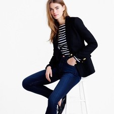 J.Crew Rhodes Blazer Black Preppy Academia Work Office Italian Wool Size 4