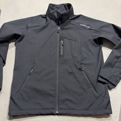 Columbia Titanium Mens Black Tech Softshell Full Zip Jacket Sz Large