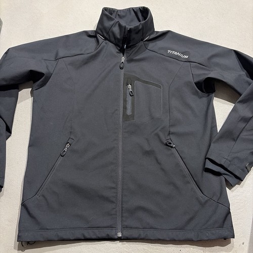 Columbia Titanium Mens Black Tech Softshell Full Zip Jacket Sz Large