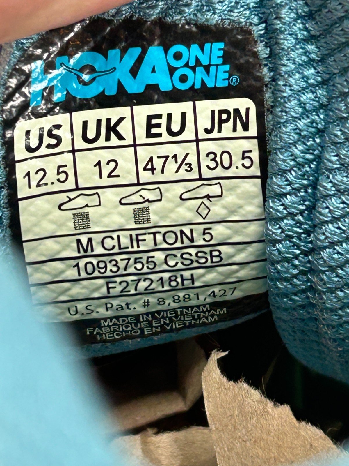 Hoka One One Clifton 5 Caribbean Sea Running Shoes 1093755 CSSB Men’s Size 12.5 thumbnail 10