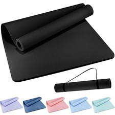 Extra Wide Yoga Mat 72" x 32", 6mm TPE Exercise Mat, black
