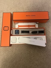 Apple Hermes Series 6 44mm Silver Stainless Watch With Noir Deployment Buckle