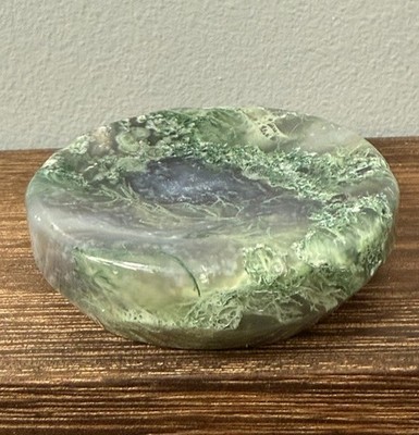 Moss Agate Sphere Holder/Trinket Dish E73