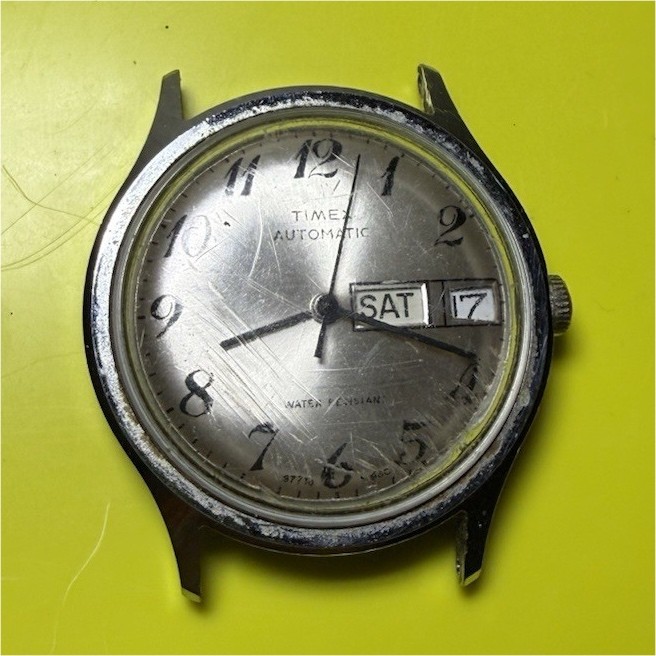 Timex Automatic Men's Day-Date Water Resistant Silver Dial Stainless Watch Head