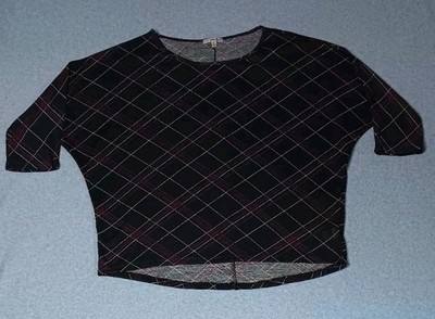 Ultra Teeze 3/4 Dolman Sleeve Blouse 2X Black Red Plaid Print Whimsigoth Grunge
