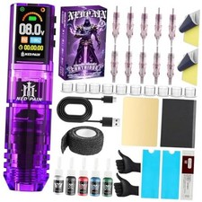 Wireless Tattoo Pen Kit for Beginners with Ink and Needles OLED screen Violet