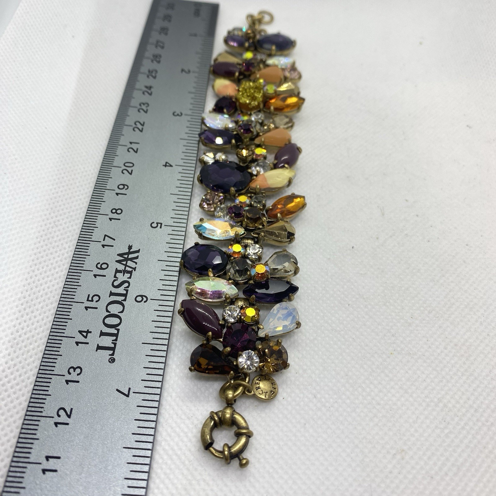 J Crew Statement Bracelet Various Multi-colored F… - image 9