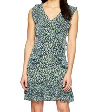 Michael Kors Sleeveless Floral Ruffle Front Dress Size S