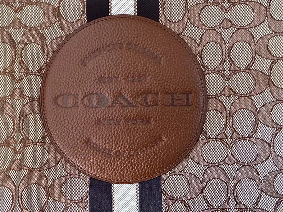 Coach Signature Striped Tablet iPad Sleeve Case Leather Khaki Canvas QBE7V NEW - Image 2 of 4