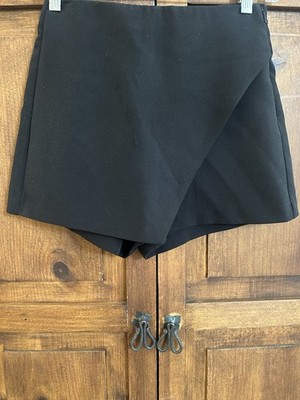 Princess Polly Black Skort Women's Wrap Front Polyester Pockets
