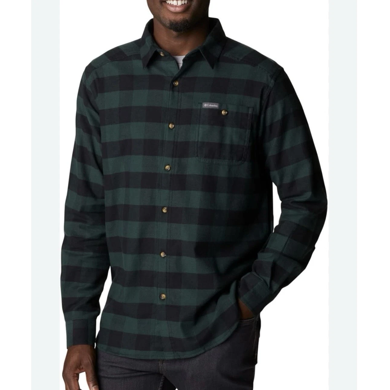 Columbia Cornell Woods Flannel Long Sleeve Shirt Spruce Green Check Men’s XL