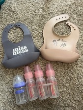 Bib and Bottle Set Dr Browns and Lanoish Baby Bottles