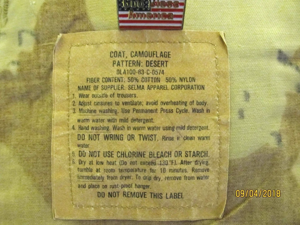 ARMY 6 COLOR DESERT CHOCOLATE CHIP UNIFORM SHIRT JACKET DESERT STORM SM MED - Image 3 of 3