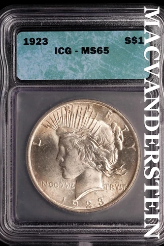 1923 Peace Dollar- ICG MS-65- Luster #SLM462