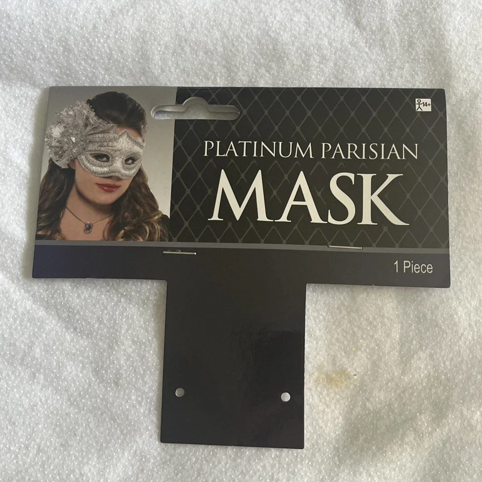 Masque - PLATINUM PARISIAN MASK Masquerade Venetian Mardi Gras Mask Costume - Image 4 of 4