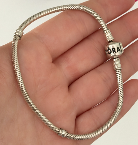Pandora 925 Sterling Silber Classic Logo Moments Schlangenkette Bettelarmband 7,5" - Bild 1 von 4