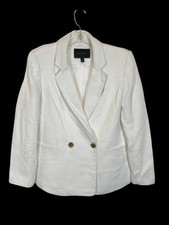 Banana Republic Size 4 White Textured Two-Button Blazer Jacket