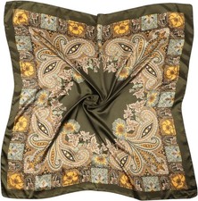 DRESHOW Large Square Satin Headscarves Hair Scarves Silk Accessories Classic Pa