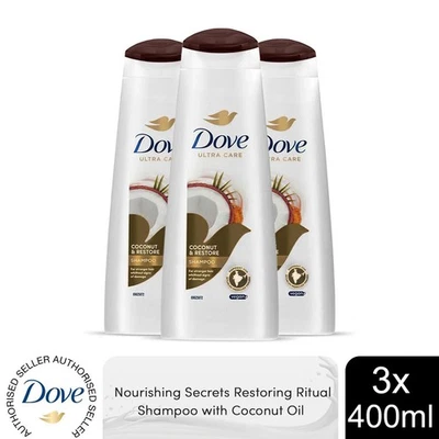 Dove Nourishing Secrets Restoring Ritual Shampoo with Coconut Oil, 3x400ml
