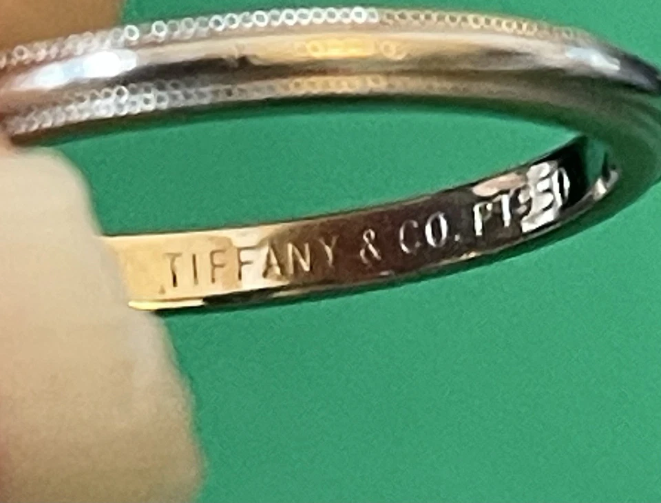 Tiffany & Co. Together Platinum 2 mm Milgrain Band Ring Size 8 in T&CO Gift Box - Image 3 of 4