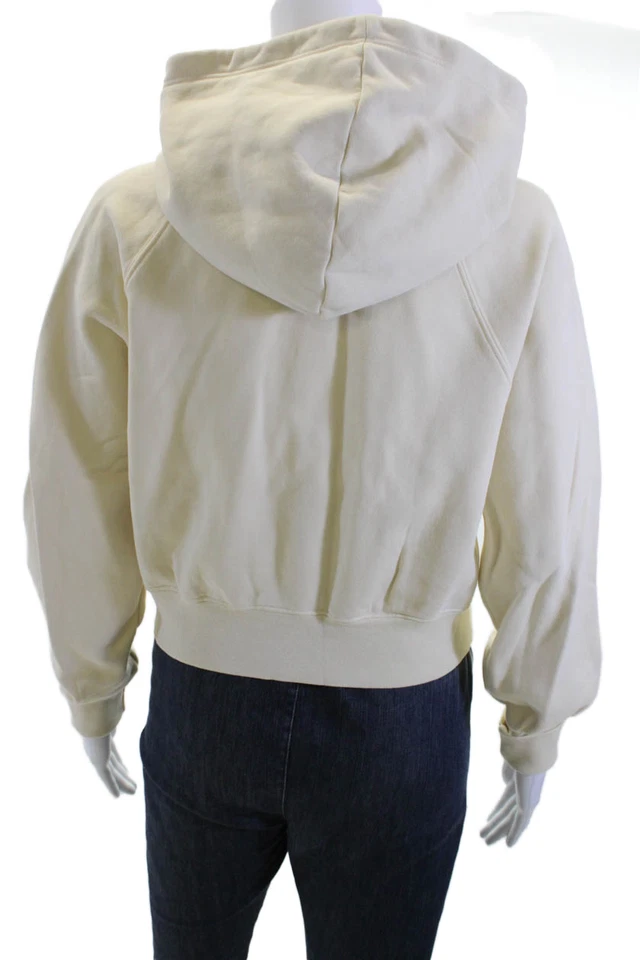 NSF Mujer Cárdigan Sudadera con Capucha Beige 100% Algodón A Presión Manga Larga Talla S Foto 3 de 4