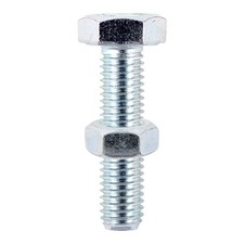 Image of TIMCO M10 x 30 Set Screws & Hex Nuts - Grade 8.8 - Zinc Plated Steel - Pack of 2