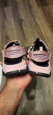 Balenciaga Pink Black Strappy kid's Sandals Hook & Loop Logo Synthetic US 13 …