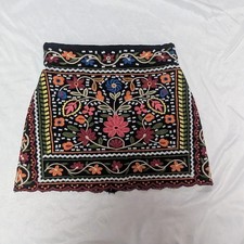 Embroidered Flower Boho Hippie Festival Mini Skirt Aprox XS READ MEASUREMENTS
