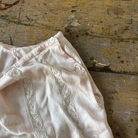 Vintage 1930s 40s Bed Shorts Lace Silk? Pink Used As Is Lingerie